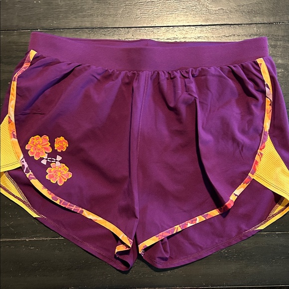 Under Armour Pants - Under Armour Purple Athletic Shorts with Floral Accents